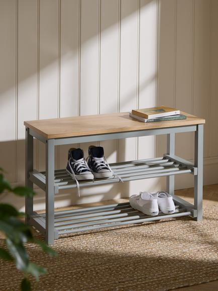 John Lewis Modern Country 3 Tier Shoe Rack - view 2, Grey