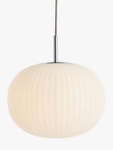 John Lewis Pleated Glass Globe Ceiling Light, White/Chrome