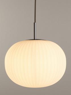John Lewis Pleated Glass Globe Ceiling Light, White/Chrome, White/Chrome