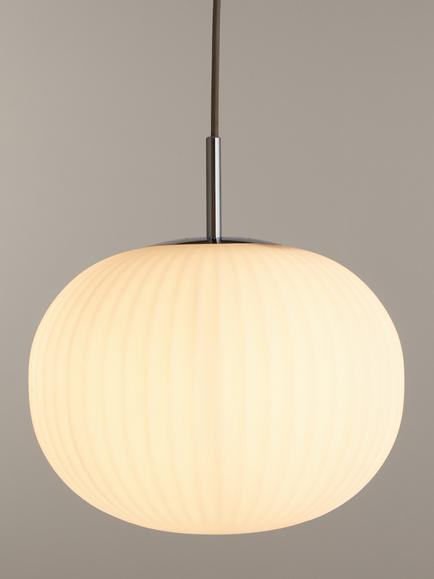 John Lewis Pleated Glass Globe Ceiling Light, White/Chrome, White/Chrome