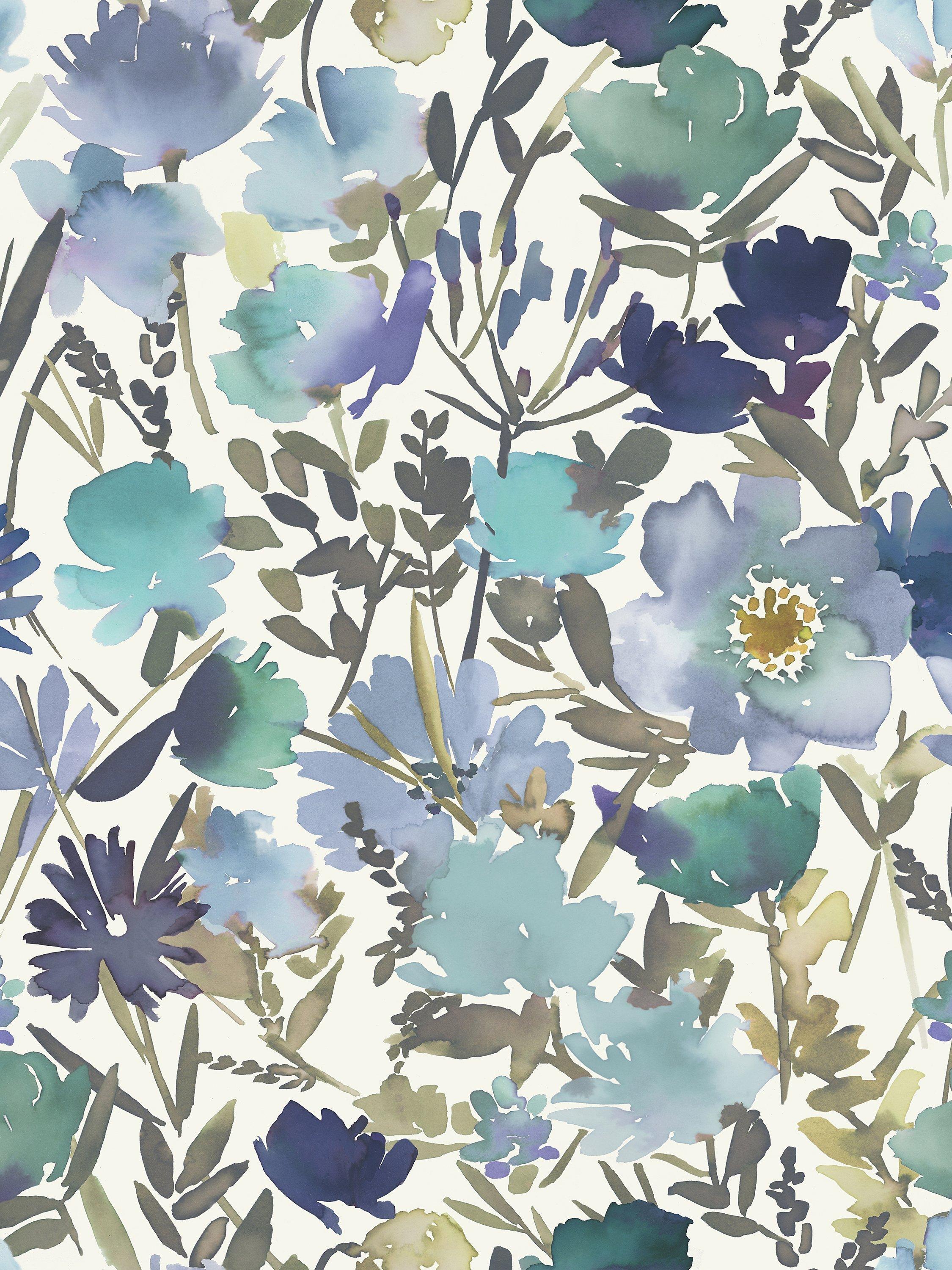 John Lewis Bloom Made to Measure Blackout Roller Blind, Blue