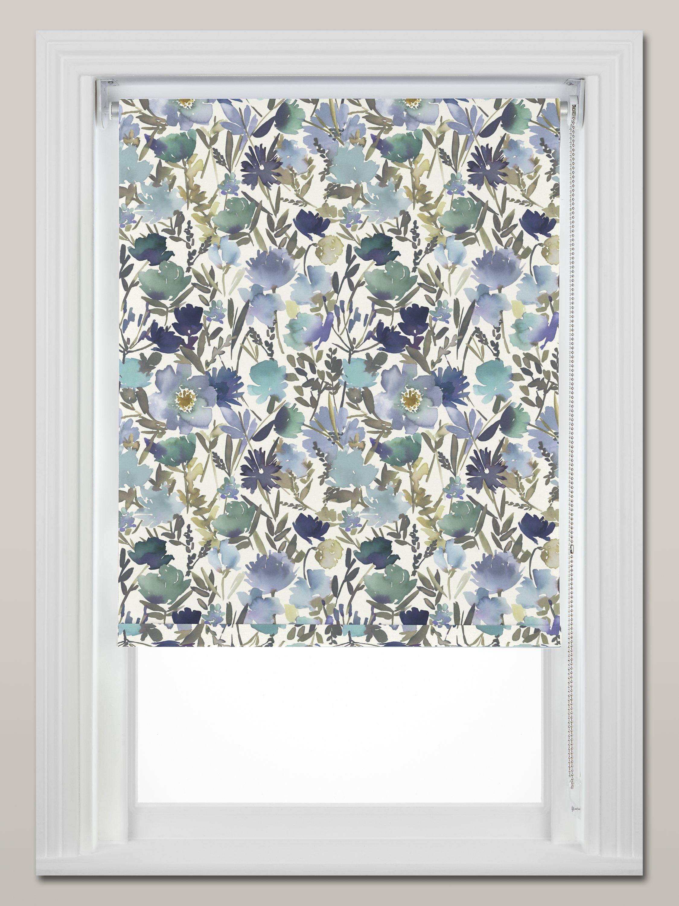 John Lewis Bloom Made to Measure Blackout Roller Blind, Blue