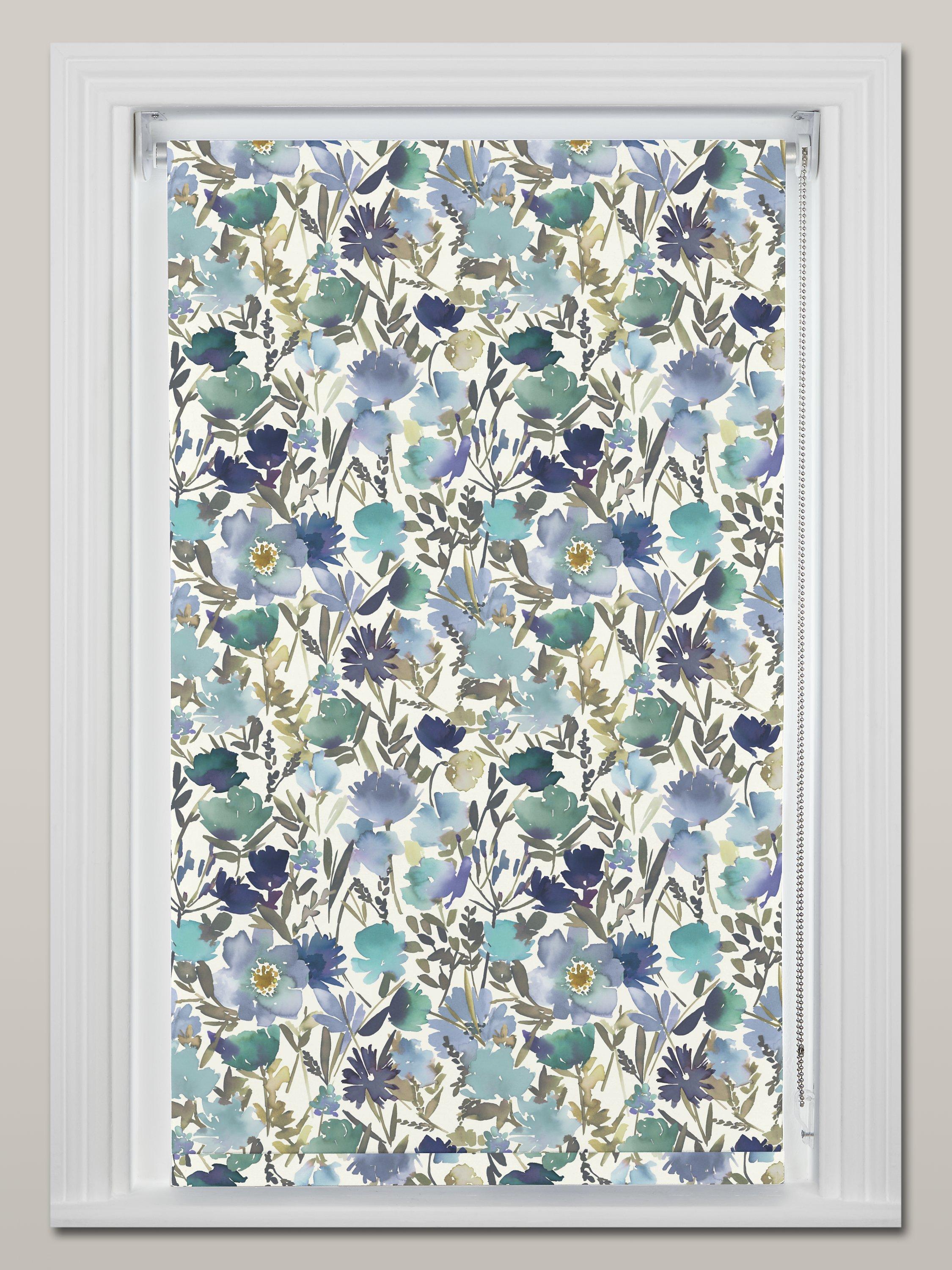 John Lewis Bloom Made to Measure Blackout Roller Blind, Blue