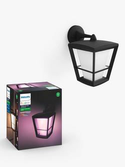 Philips Hue White and Colour Ambiance Econic LED Smart Outdoor Wall Lantern, Black, Black