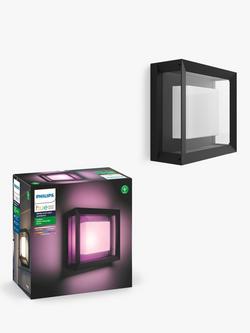 Philips Hue White and Colour Ambiance Econic LED Smart Outdoor Wall Light, Black, Black
