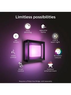 Philips Hue White and Colour Ambiance Econic LED Smart Outdoor Wall Light, Black - view 2, Black