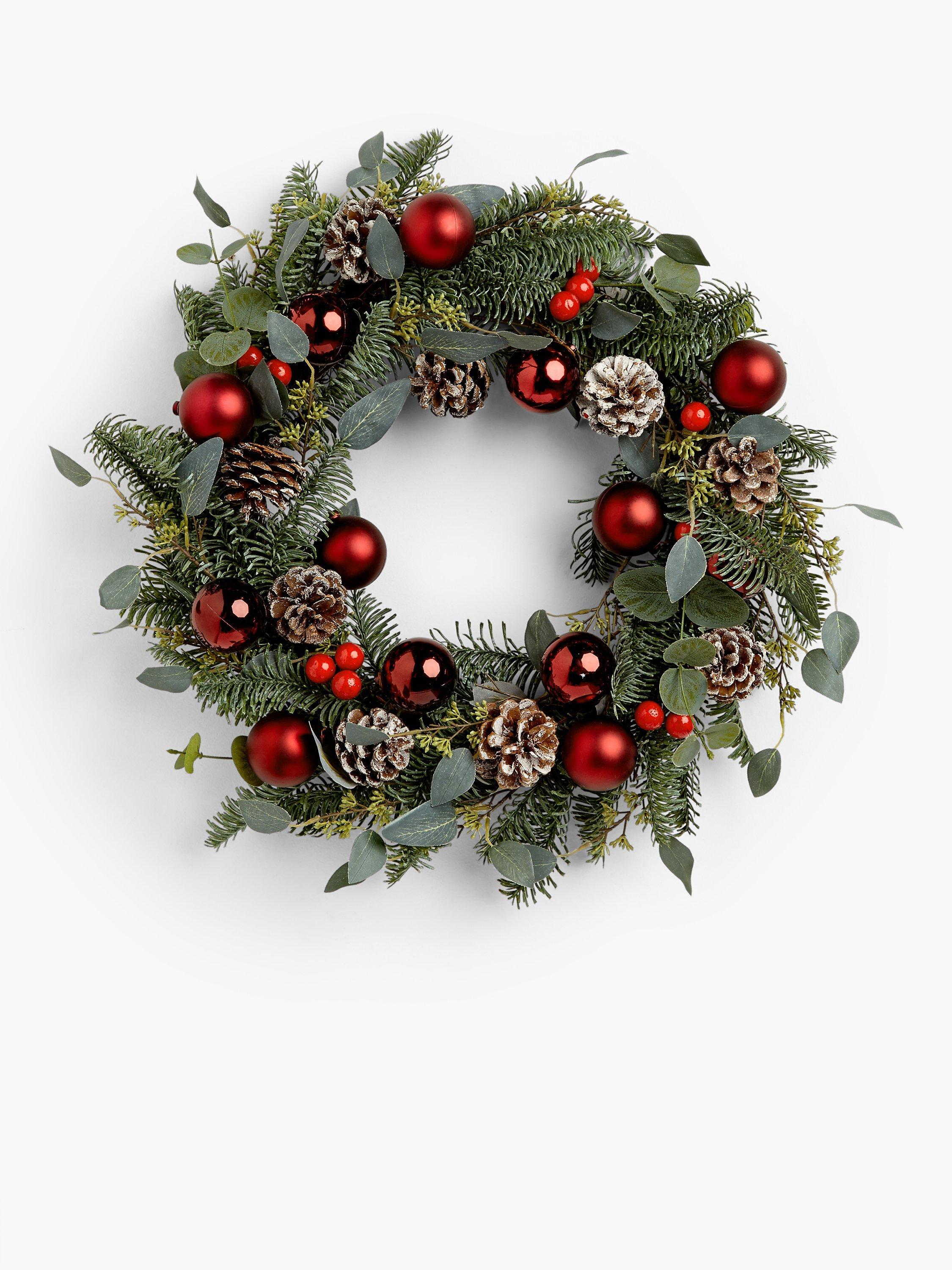 John Lewis & Partners Traditions Ruby Bauble Wreath, Red