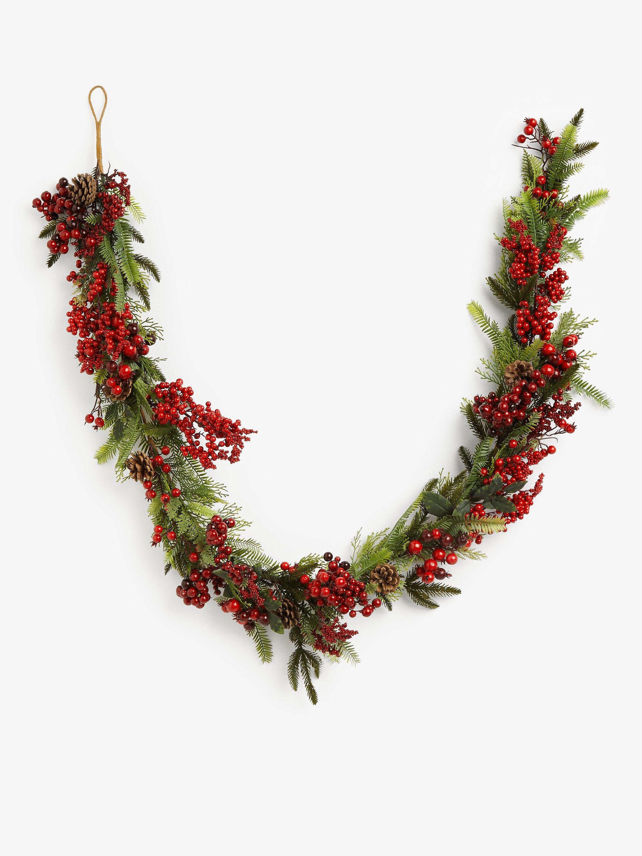 John Lewis & Partners Traditions Berry Garland with Leaves, Red