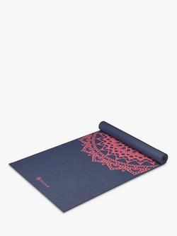 Gaiam Premium Marrakesh 4mm Yoga Mat, Navy Fleur, Navy Fleur