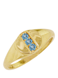 E.W Adams 9ct Yellow Gold Blue Topaz Signet Ring