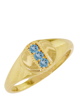 E.W Adams 9ct Yellow Gold Blue Topaz Signet Ring, Gold