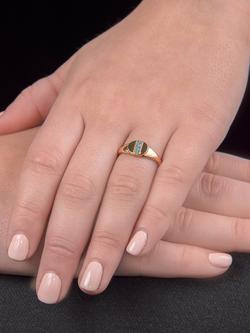 E.W Adams 9ct Yellow Gold Blue Topaz Signet Ring - view 2, Gold