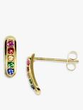 London Road 9ct Gold Sapphire Garnet and Tsavorite Stud Earrings, Multi