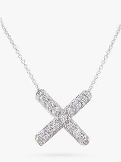 London Road 9ct Gold Portobello Geo Diamond Kiss Pendant Necklace, White Gold