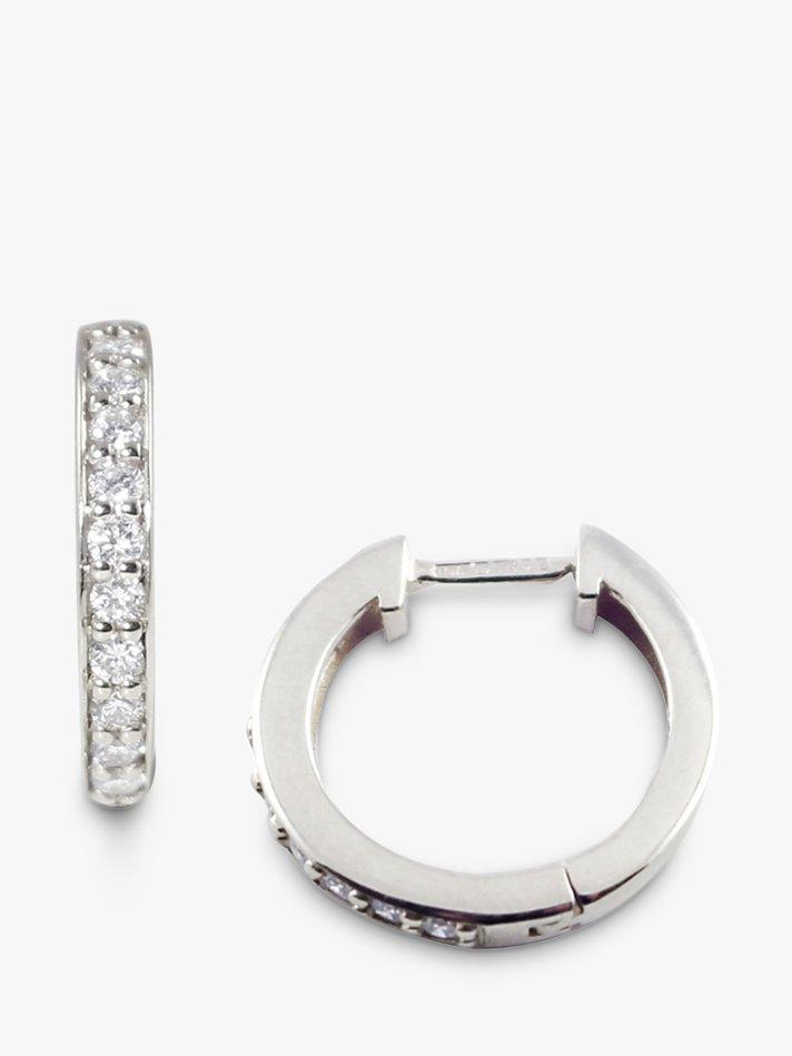 Product image 1 of 3, which shows London Road 9ct Gold Diamond Hoop Earrings, White Gold