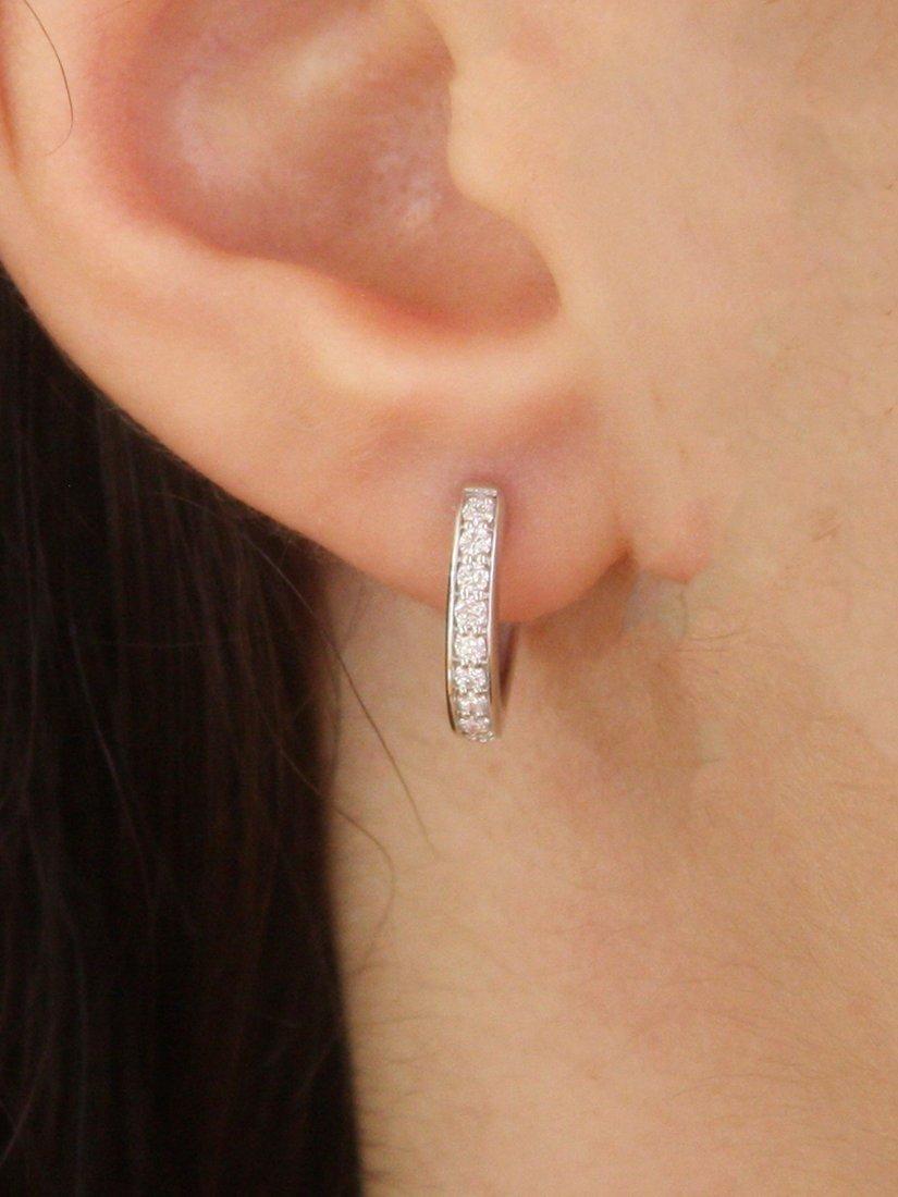 Product image 2 of 3, which shows London Road 9ct Gold Diamond Hoop Earrings, White Gold