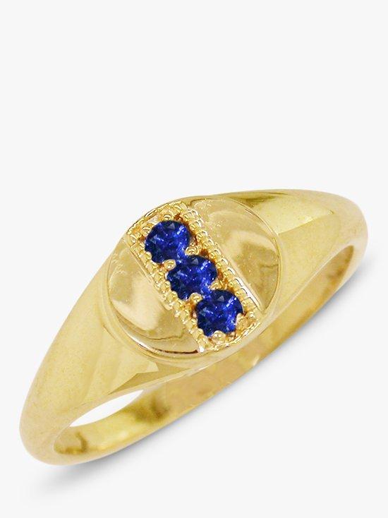 Product image 1 of 3, which shows London Road 9ct Gold Sapphire Signet Ring, N