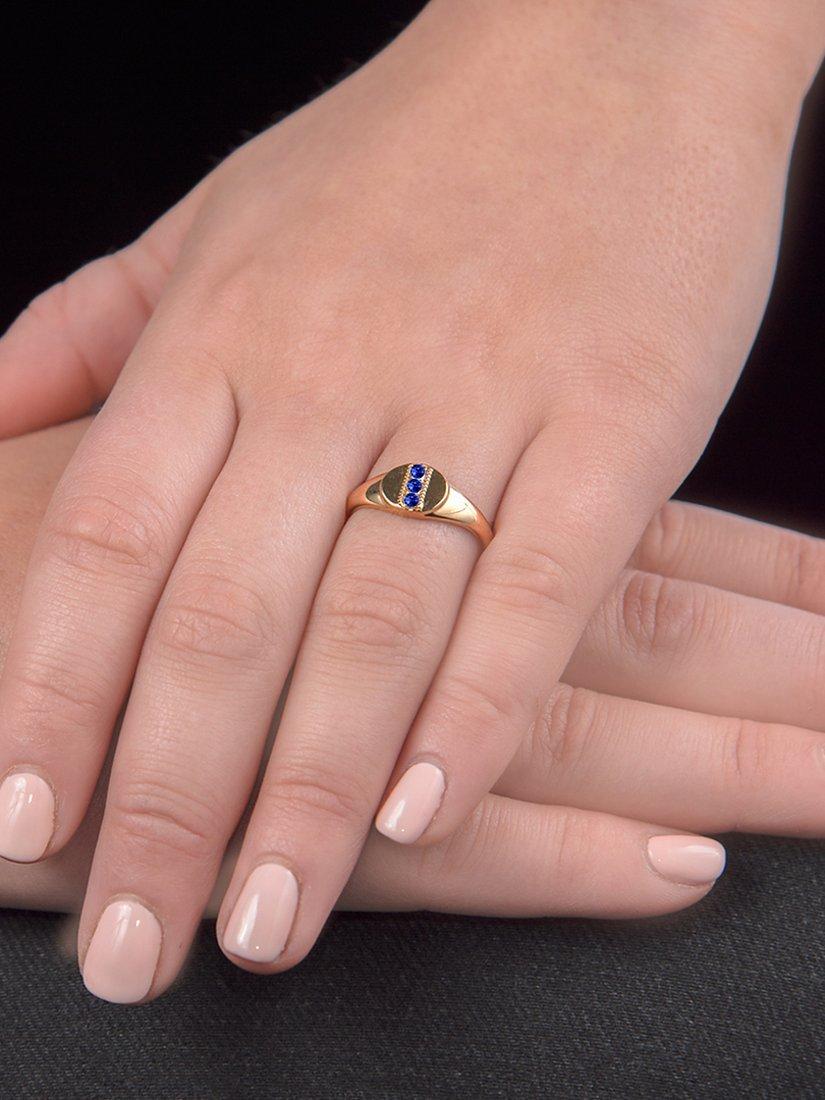 Product image 3 of 3, which shows London Road 9ct Gold Sapphire Signet Ring, N