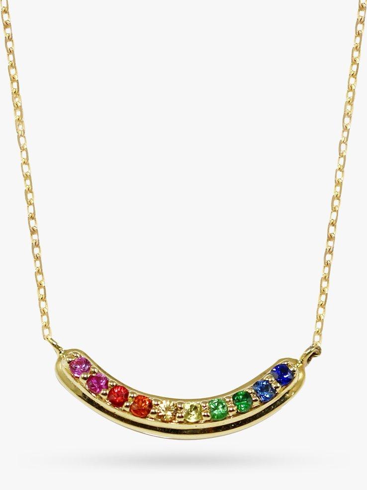 London Road 9ct Yellow Gold Bloomsbury Rainbow Pendant Necklace