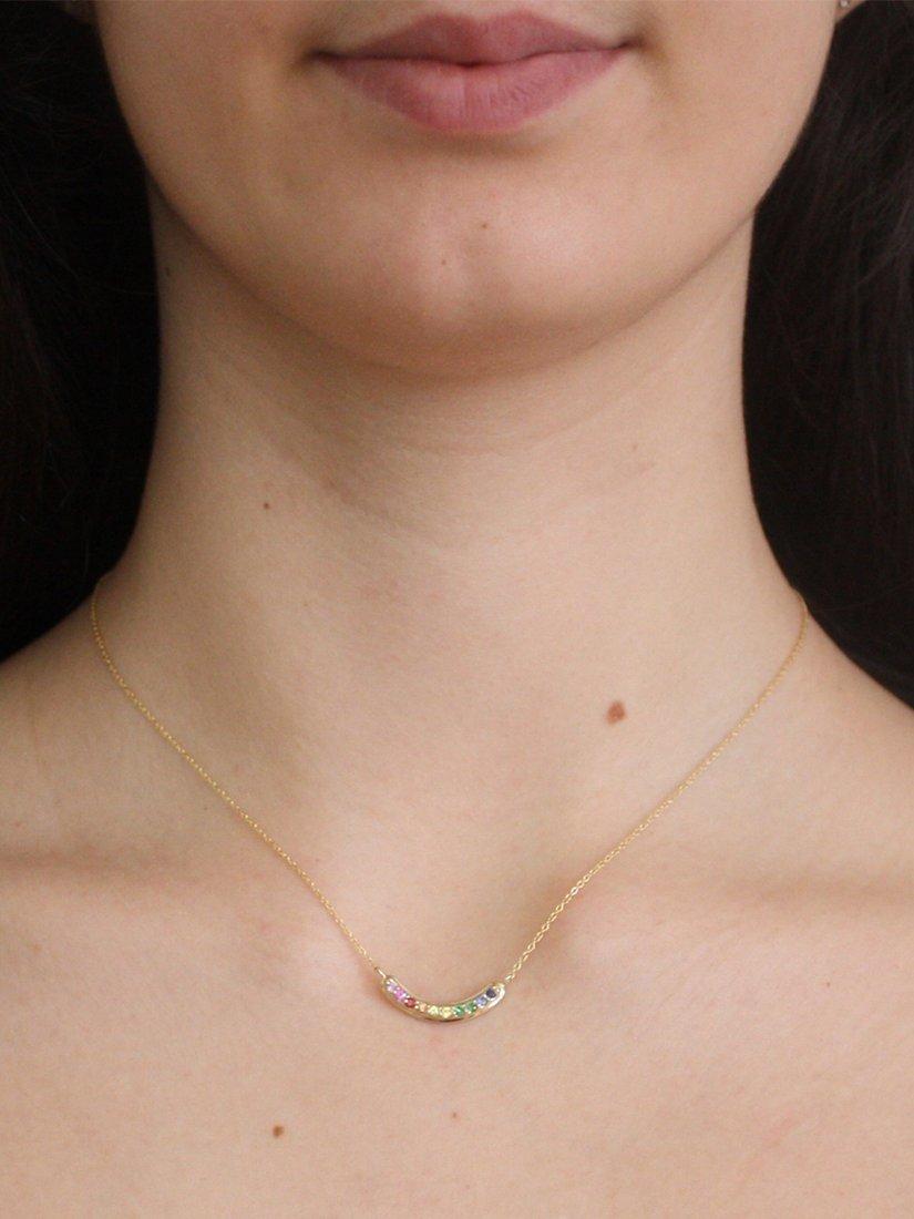 London Road 9ct Yellow Gold Bloomsbury Rainbow Pendant Necklace
