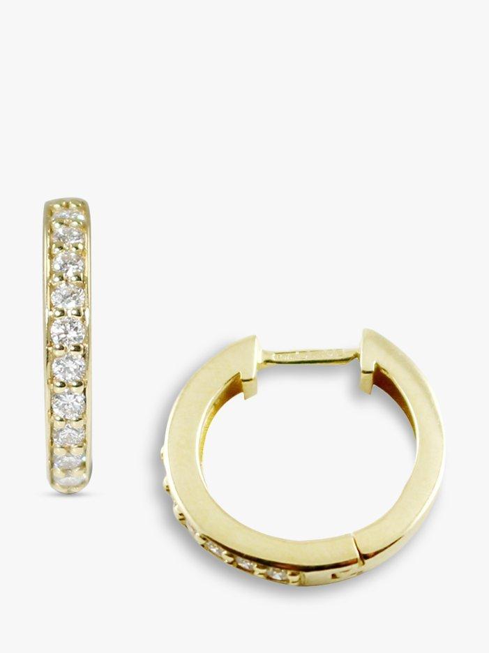 Product image 1 of 3, which shows London Road 9ct Gold Diamond Hoop Earrings, Yellow Gold