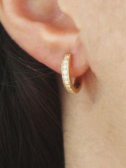 London Road 9ct Gold Diamond Hoop Earrings - view 2, Yellow Gold