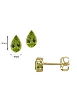 E.W Adams 9ct Gold Teardrop Stone Stud Earrings - view 2, Peridot