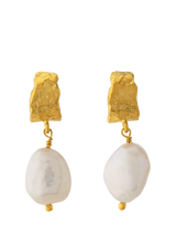 Alex Monroe Natural History Pearl Drop Earrings, Gold/White