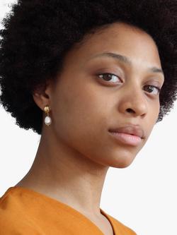 Alex Monroe Natural History Pearl Drop Earrings, Gold/White - view 2, Gold/White