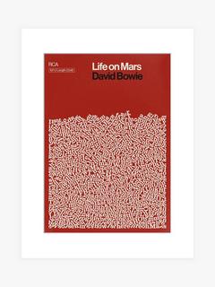 John Lewis Reign & Hail David Bowie 'Life on Mars' Lyrics Unframed Print & Mount, 40 x 30cm, Red