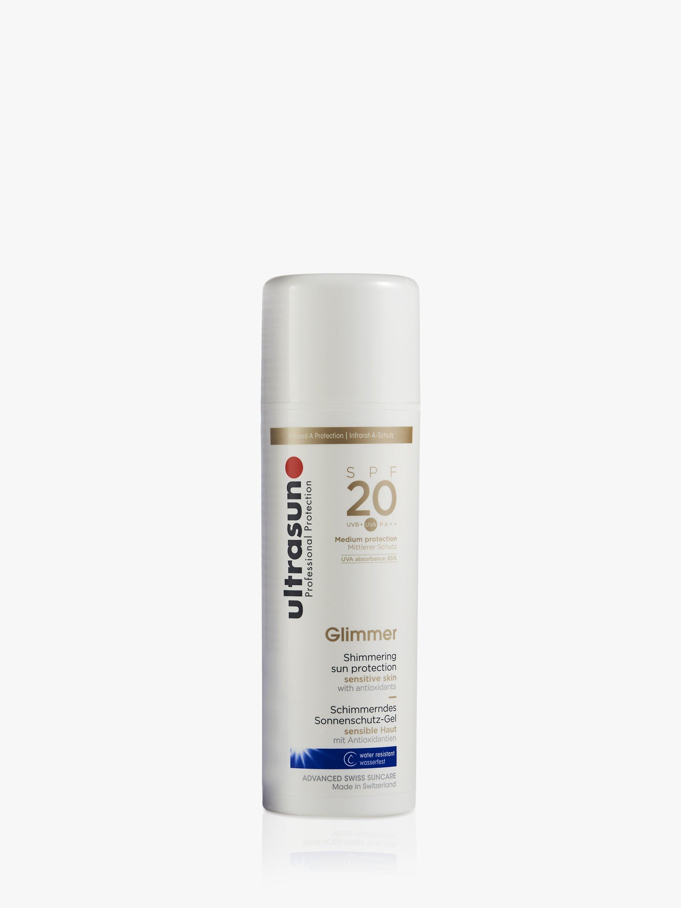 Product image 2 of 2, which shows Ultrasun Glimmer Shimmering Sun Protection Body Sun Cream SPF 20, 150ml