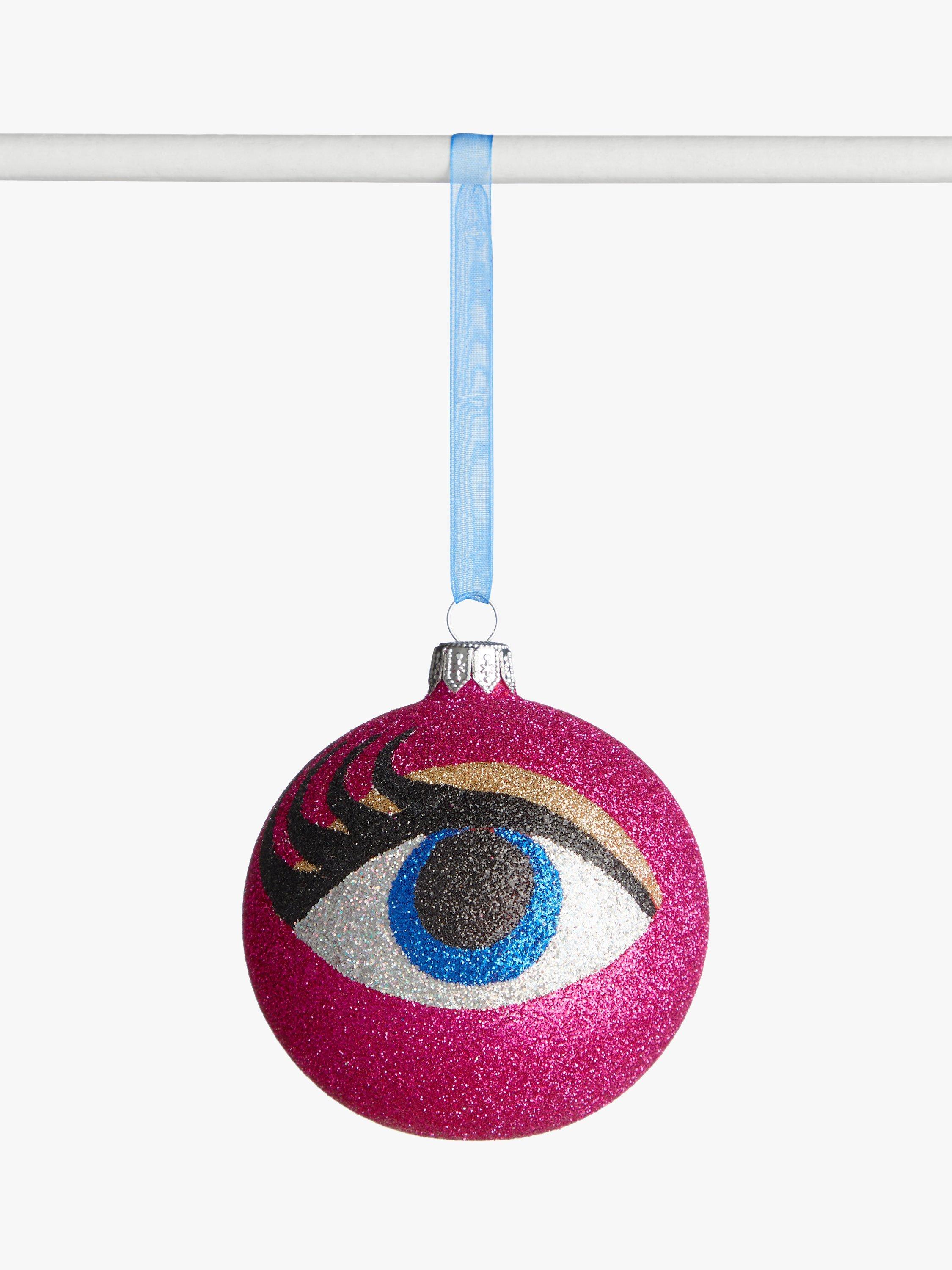 John Lewis & Partners Party Glitter Eye Bauble, Pink