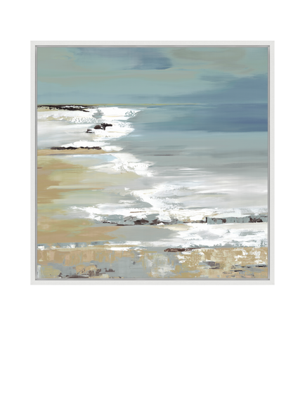 John Lewis Valeria Mravyan 'East Coast I' Framed Canvas Print, 106 x 106cm, Blue/Multi, Blue/Multi