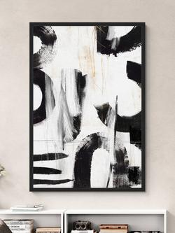John Lewis 'Concept III' Abstract Framed Canvas Print, 126 x 86cm, Black/White - view 2, Black/White