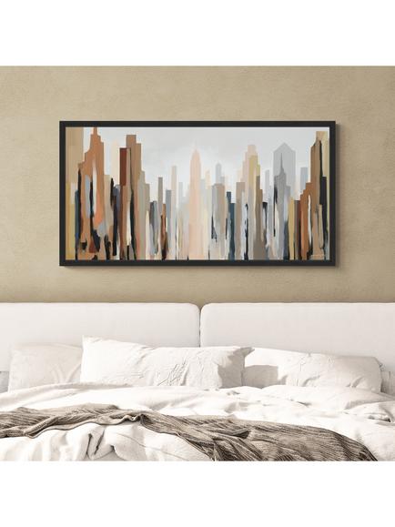John Lewis Gregory Lang 'New York Skyline' Framed Canvas, 66 x 126cm, Brown/Multi - view 2, Brown/Multi