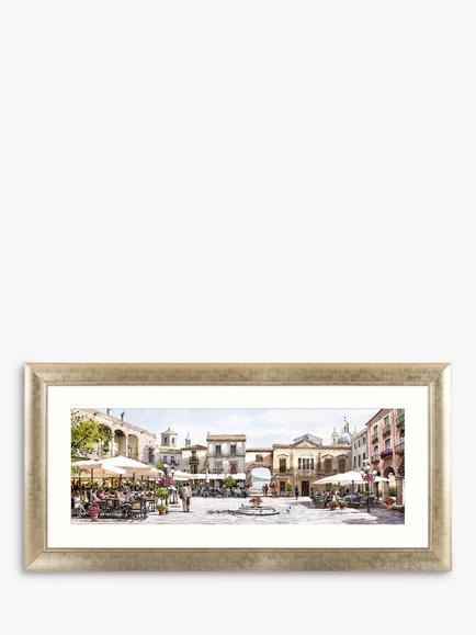 John Lewis Richard Macneil Mediterranean Courtyard Framed Print & Mount, 52 x 128cm, Multi, Multi