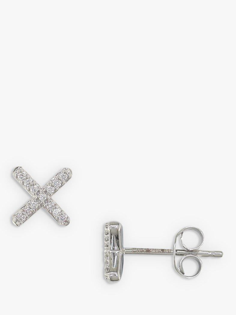 Product image 1 of 5, which shows London Road 9ct White Gold Diamond Kiss Stud Earrings