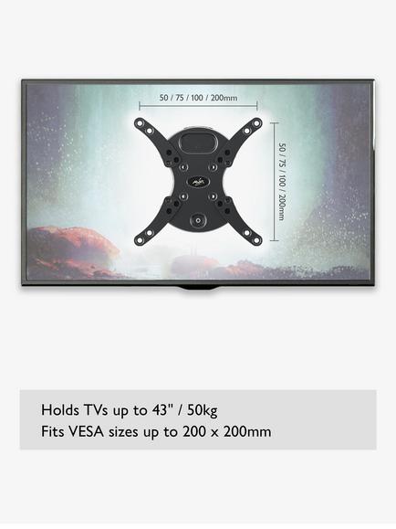 AVF JLP200 Flat Wall Mount for TVs up to 43", for Solid & Stud Walls, Black - view 2, Black