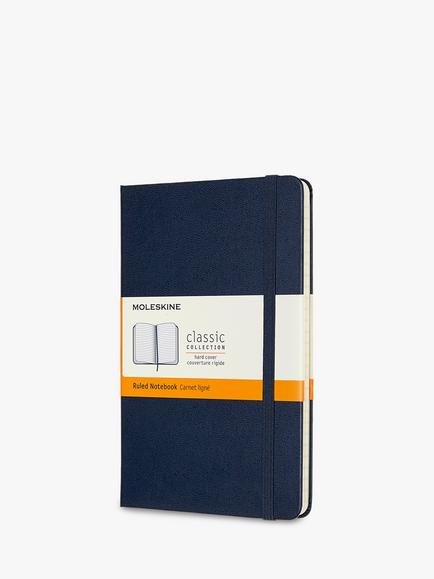 Moleskine Medium Hardcover Ruled Notebook, Sapphire Blue