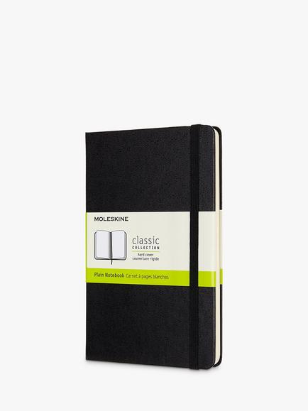 Moleskine Medium Hardcover Plain Notebook, Black