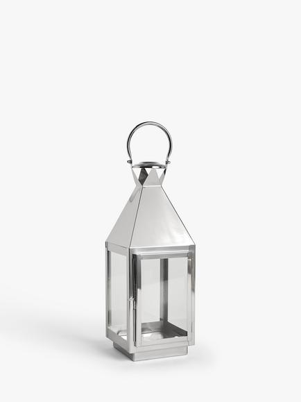 John Lewis Square Lantern Candle Holder, H50 cm, Silver