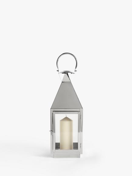 John Lewis Square Lantern Candle Holder, H50 cm - view 2, Silver
