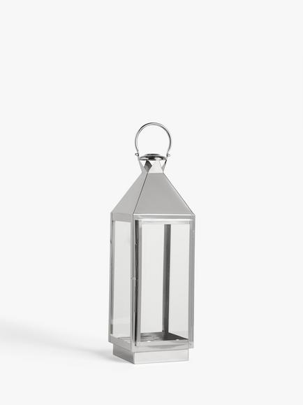 John Lewis Square Lantern Candle Holder, H65 cm, Silver