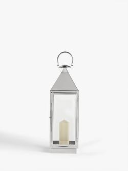 John Lewis Square Lantern Candle Holder, H66 cm - view 2, Silver