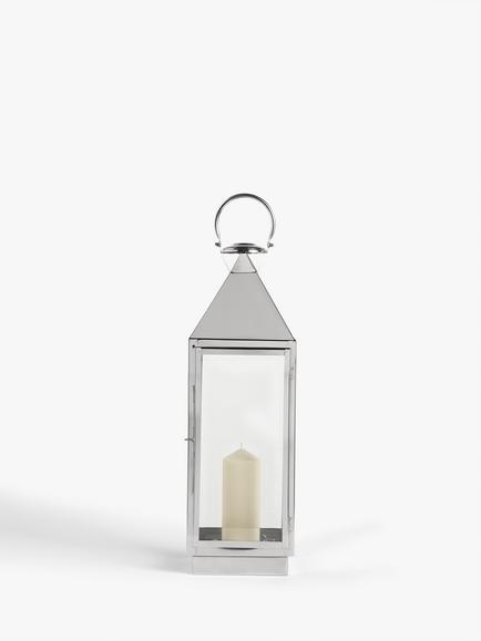 John Lewis Square Lantern Candle Holder, H65 cm - view 2, Silver