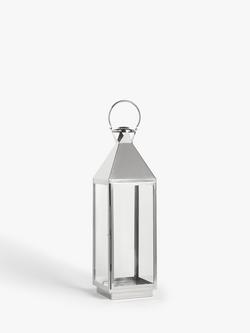 John Lewis Square Lantern Candle Holder, H87 cm, Silver