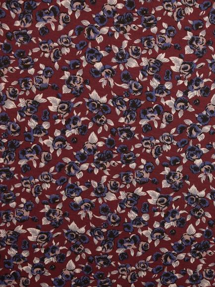 Montreux Fabrics Exclusive Mini Blue Roses Print Fabric, Burgundy, Burgundy