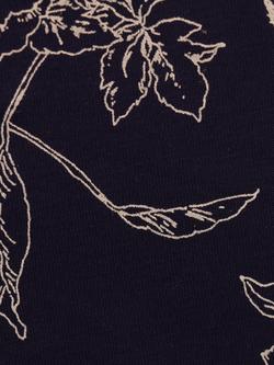 Montreux Fabrics Exclusive White Line Drawn Floral Print Fabric, Navy, Navy