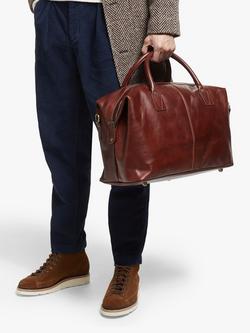 John Lewis Made in Italy Leather Holdall - view 2, Tan