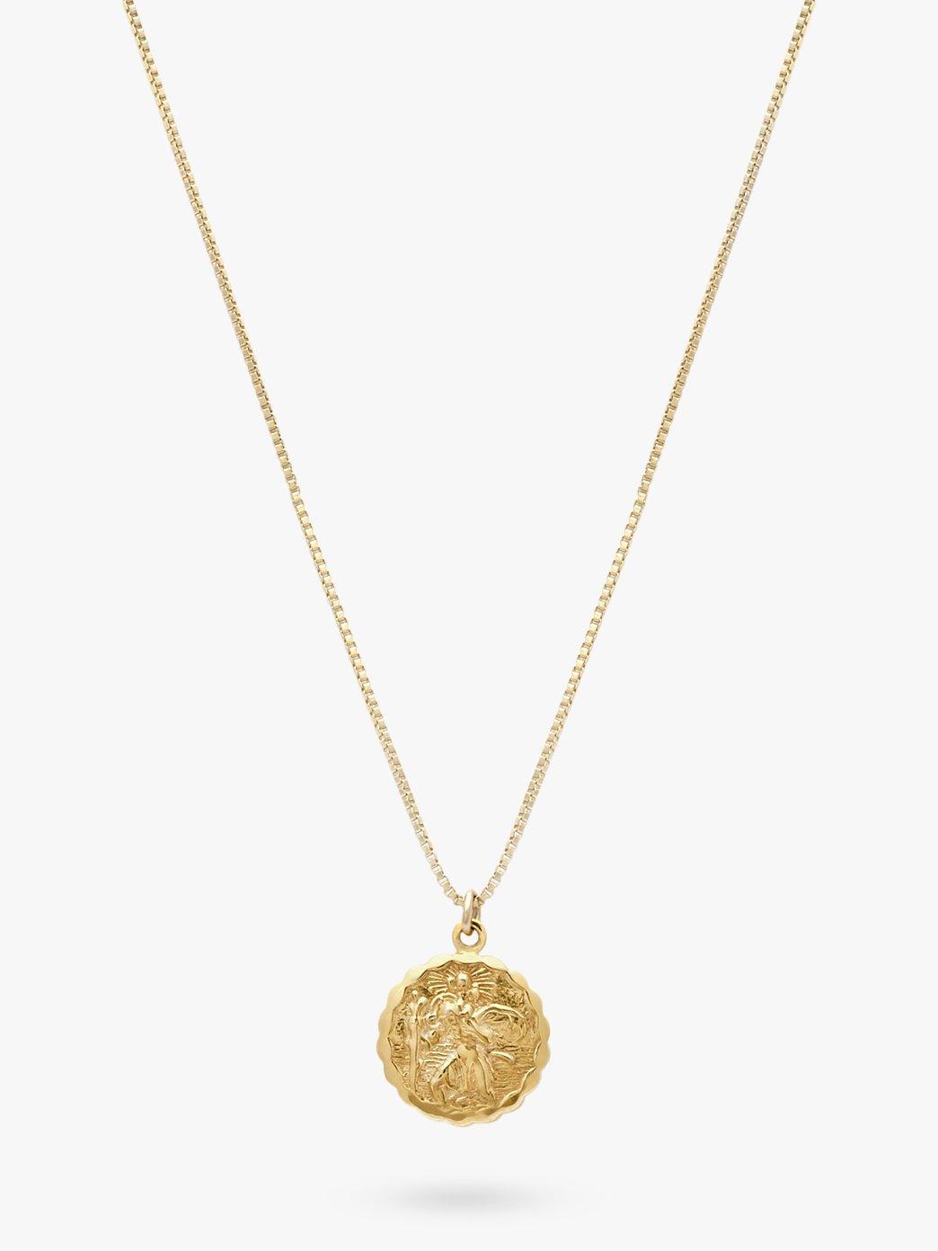 Product image 1 of 6, which shows Leah Alexandra St Christopher Round Pendant Necklace, Gold